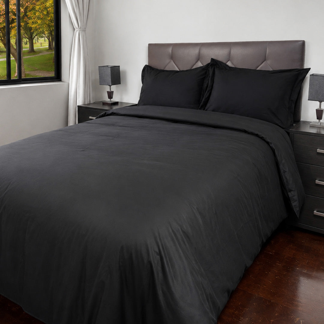 Funda Duvet para Plumón de Cama Resistente al lavado Negro