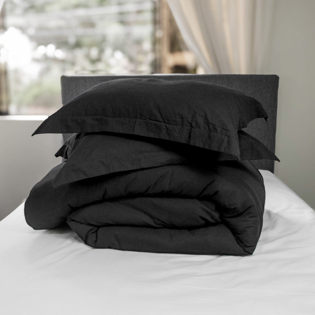 Funda Duvet para Plumón de Cama Resistente al lavado Negro